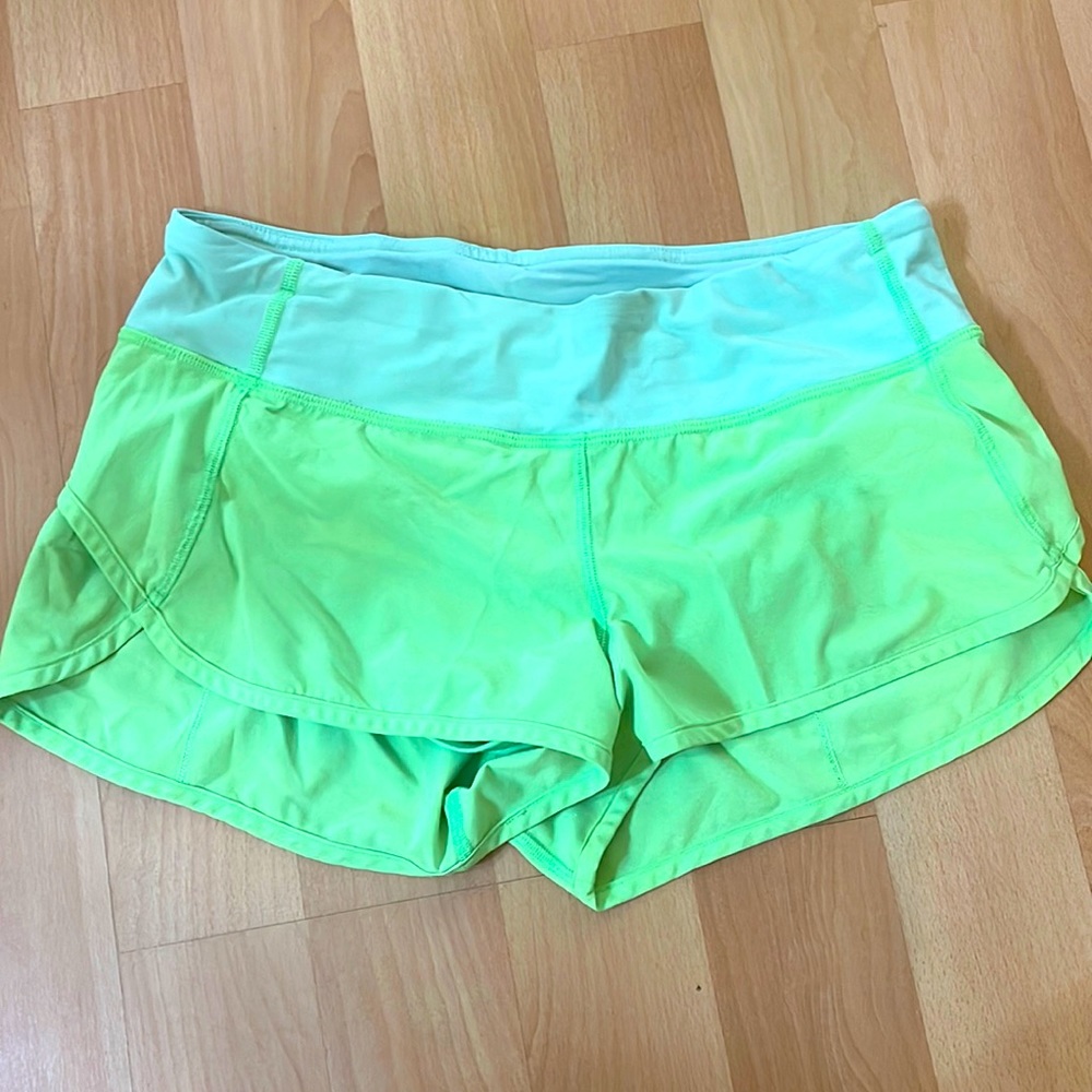 Lululemon speed up short low rise neon green
